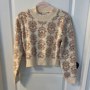 Forever 21 Cream and Brown Floral Sweater